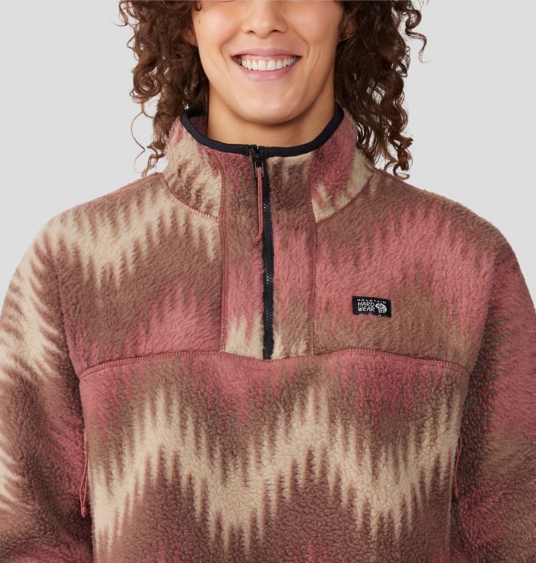 Women's HiCamp Fleece Printed Pullover, Color: Clay Earth Zig Zag Print, image 4