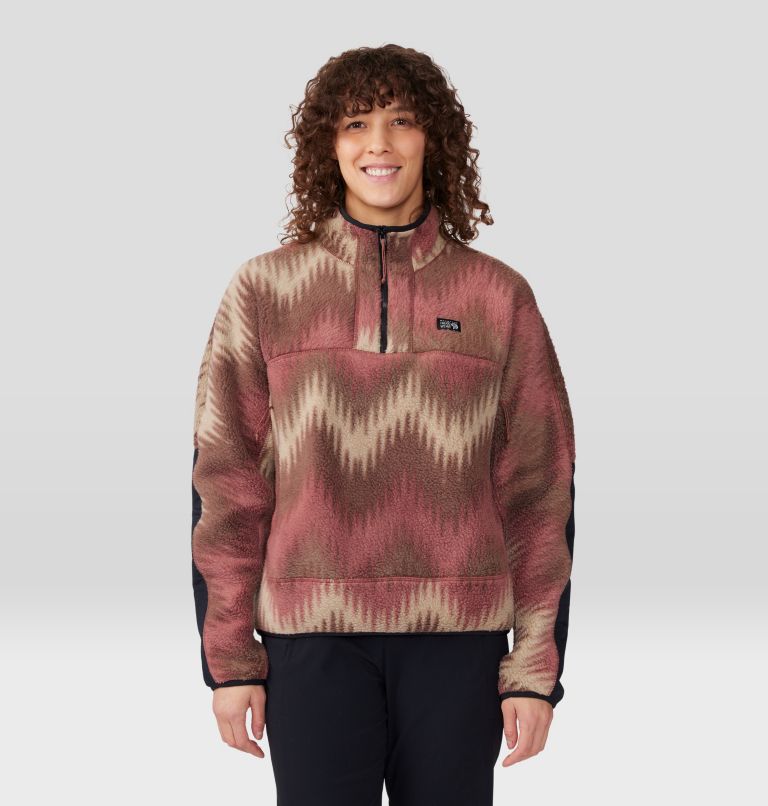 Thumbnail: Women's HiCamp Fleece Printed Pullover, Color: Clay Earth Zig Zag Print, image 7