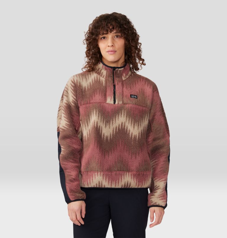Women's HiCamp Fleece Printed Pullover, Color: Clay Earth Zig Zag Print, image 1