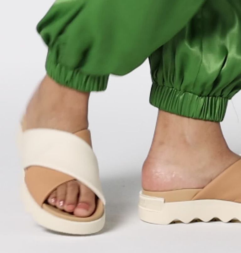 VIIBE Crisscross Slide Women's Flat Sandal, Color: Honest Beige, Chalk