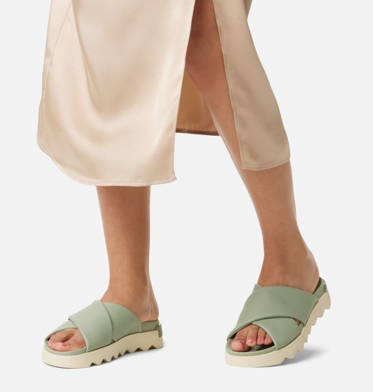 VIIBE Crisscross Slide Women's Flat Sandal, Color: Safari, Honey White, image 8