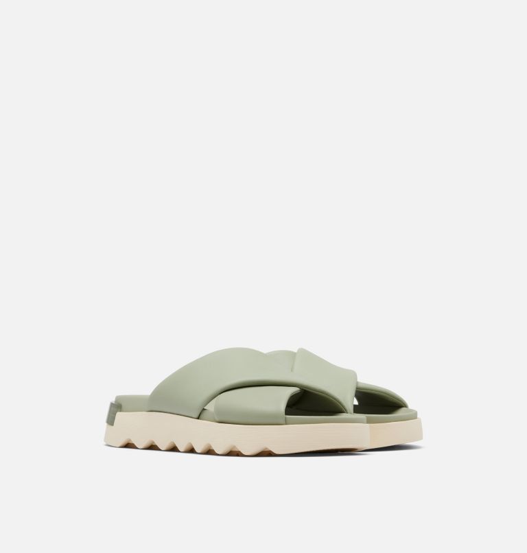 VIIBE Crisscross Slide Women's Flat Sandal, Color: Safari, Honey White, image 2
