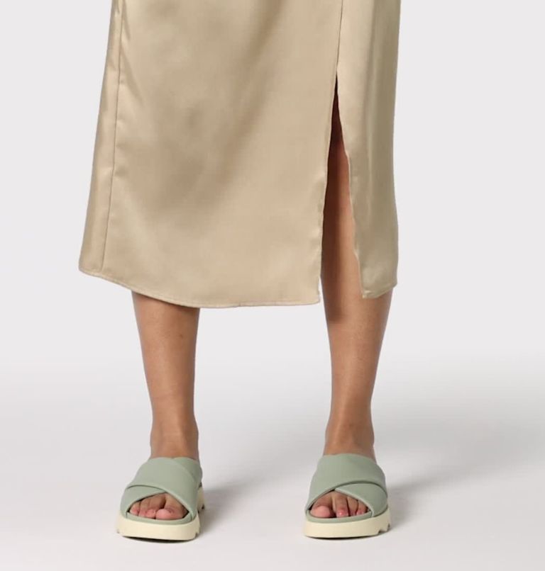 VIIBE Crisscross Slide Women's Flat Sandal, Color: Safari, Honey White