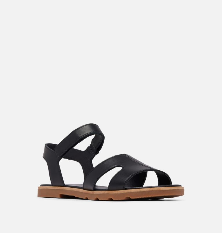 Women's Ella III Ankle Strap Flat Sandal, Color: Black, Gum 2, image 7