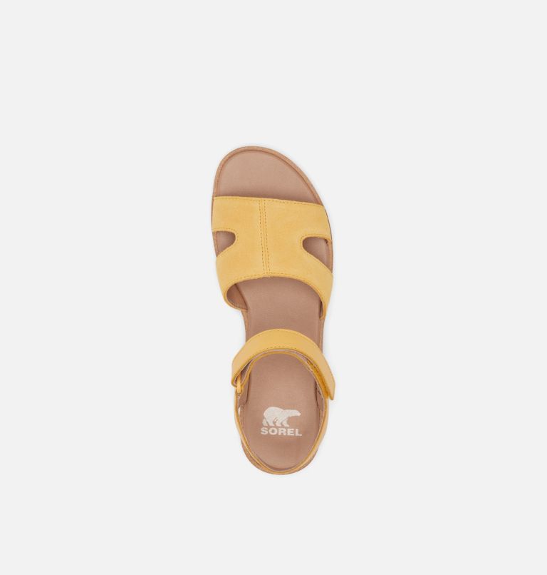 ELLA III Ankle Strap Women's Flat Sandal, Color: Yellow Ray, Gum, image 5