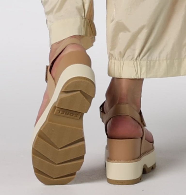 JOANIE IV Y Strap Wedge Women's Sandal, Color: Honest Beige, Bleached Ceramic