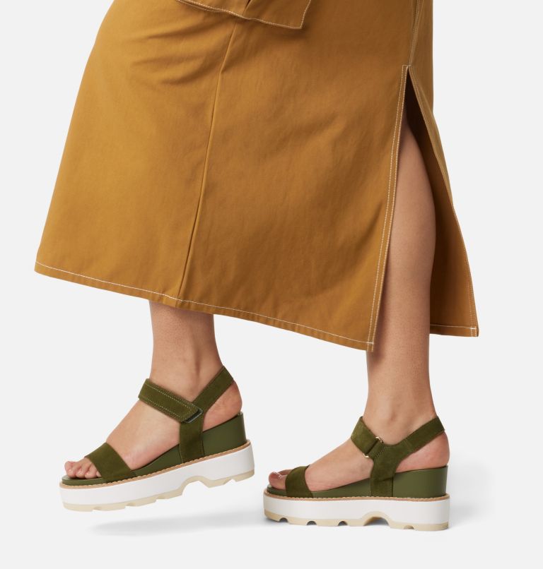 Thumbnail: JOANIE IV Y Strap Wedge Women's Sandal, Color: Utility Green, Honey White, image 8