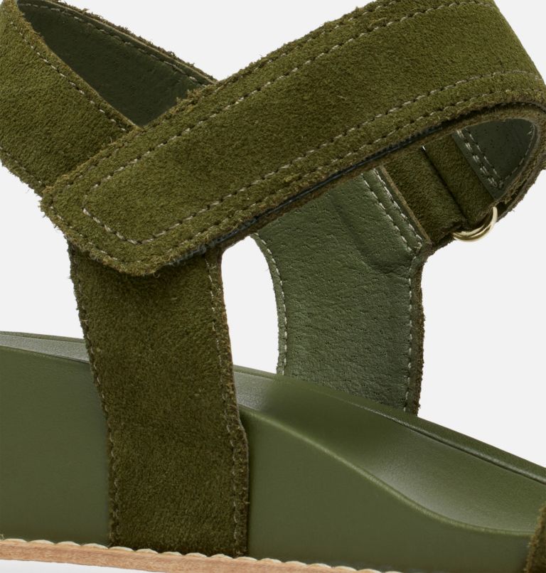 Thumbnail: JOANIE IV Y Strap Wedge Women's Sandal, Color: Utility Green, Honey White, image 9