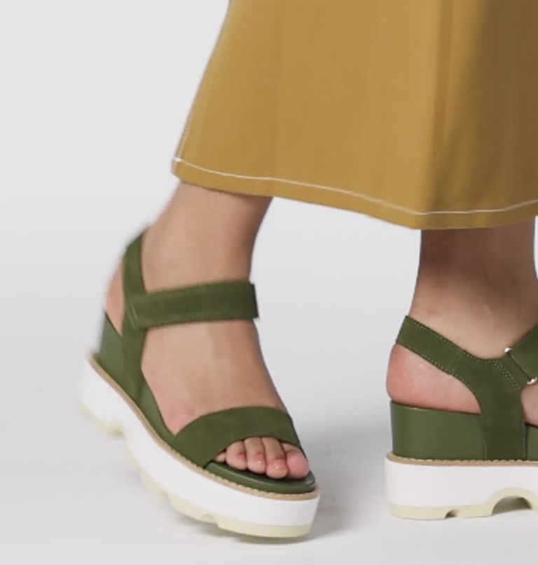 JOANIE IV Y Strap Wedge Women's Sandal, Color: Utility Green, Honey White