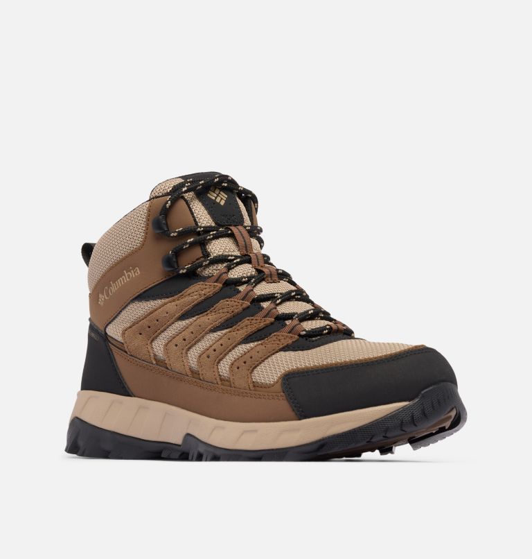 Men’s Strata Trail Mid WP Boot, Color: Dark Brown, Khaki II, image 3