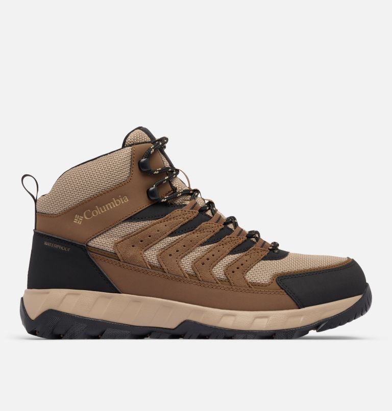 Men’s Strata Trail Mid WP Boot, Color: Dark Brown, Khaki II, image 1