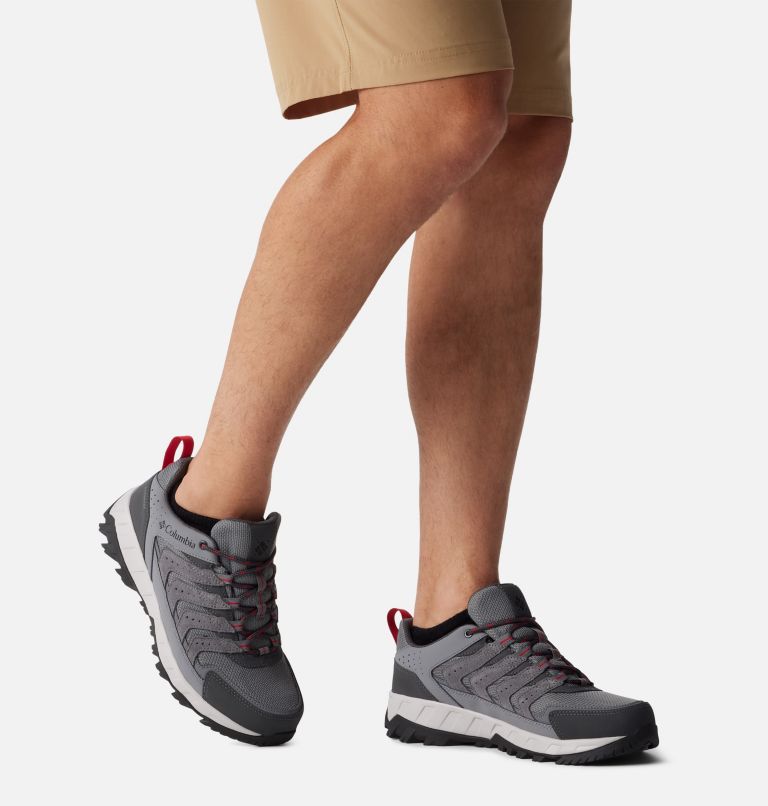 Men's Strata Trail Low Waterproof Shoe - Wide, Color: Ti Grey Steel, Mountain Red, image 10
