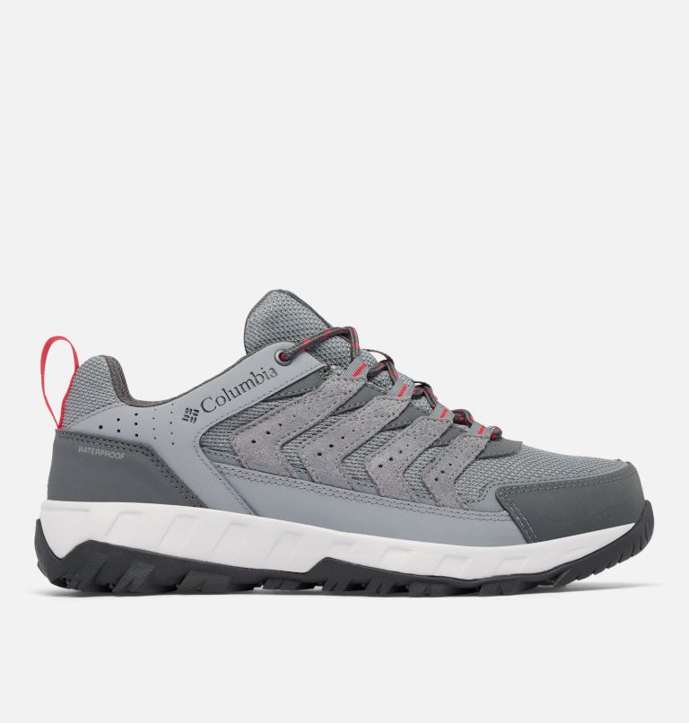Men's Strata Trail Low Waterproof Shoe - Wide, Color: Ti Grey Steel, Mountain Red, image 1