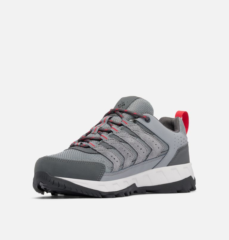 Men's Strata Trail Low Waterproof Shoe - Wide, Color: Ti Grey Steel, Mountain Red, image 7