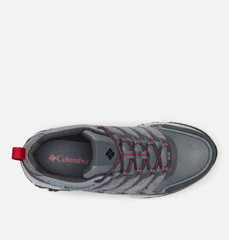 Men's Strata Trail Low Waterproof Shoe - Wide, Color: Ti Grey Steel, Mountain Red, image 4