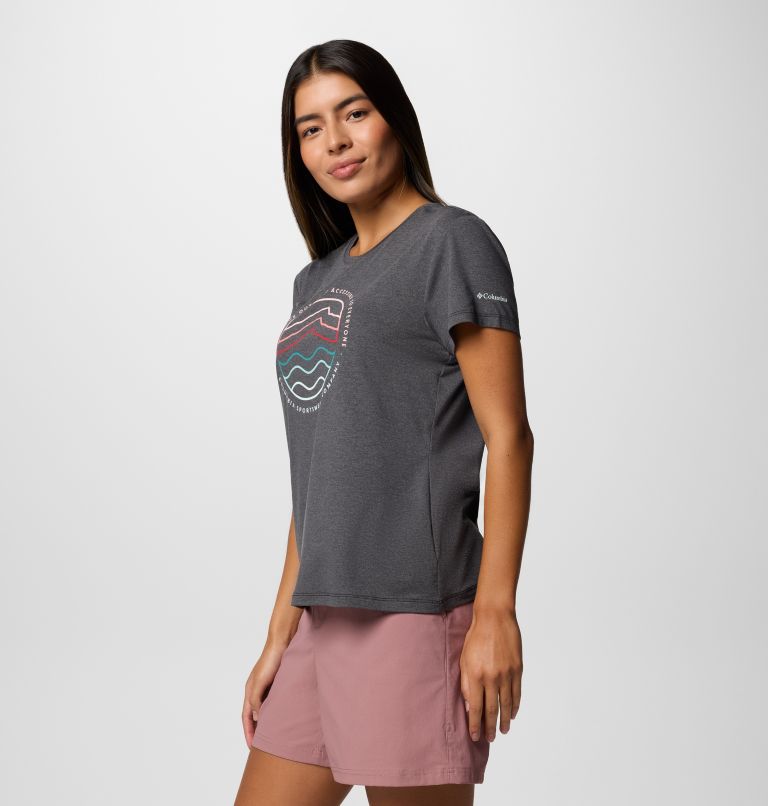 Sloan Ridge Technical Graphic T-Shirt für Frauen, Color: Black, Find Your Trail, image 4