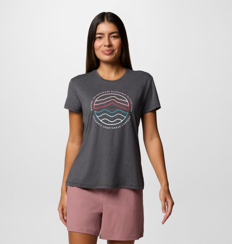 Sloan Ridge Technical Graphic T-Shirt für Frauen, Color: Black, Find Your Trail, image 1