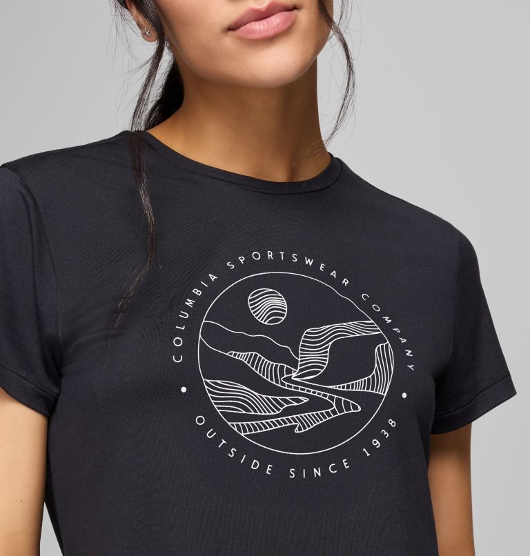 Women's Sloan Ridge Graphic Short Sleeve T-Shirt, Color: Black, Linear Landscape, image 5