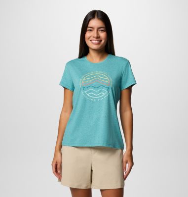 Women's Sloan Ridge Technical Graphic T-Shirt, Color: Teal, Find Your Trail, image 19