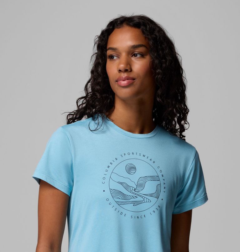 T-shirt Graphique Technique Solan Ridge Femme, Color: Vintage Blue, Linear Landscape, image 5