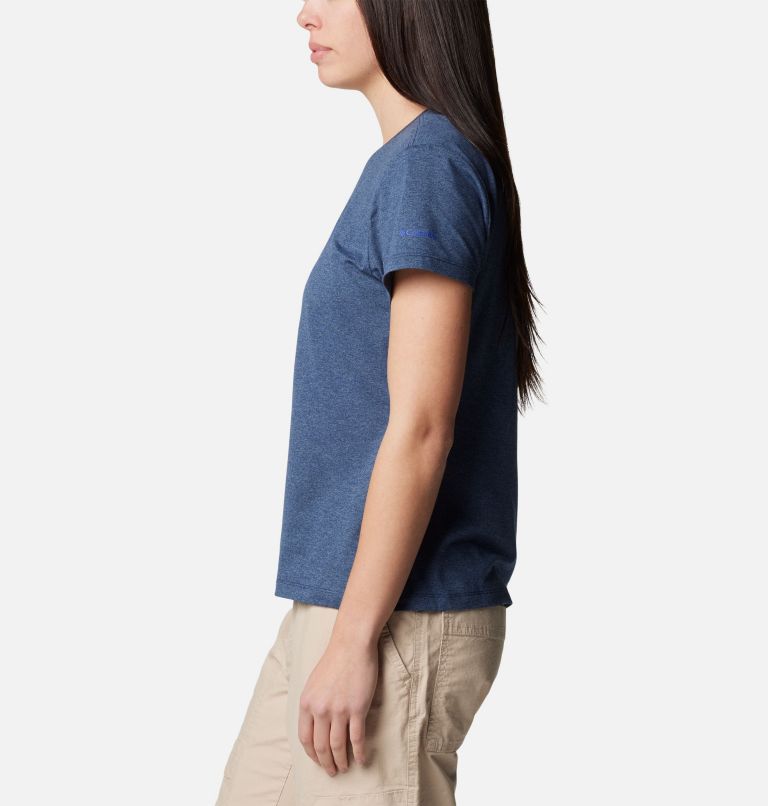 Women's Sloan Ridge Technical Graphic T-Shirt, Color: Collegiate Navy Heather, Linear Landscap, image 3