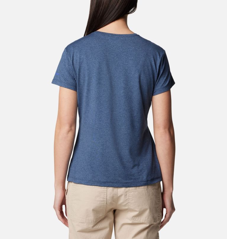 Women's Sloan Ridge Technical Graphic T-Shirt, Color: Collegiate Navy Heather, Linear Landscap, image 2
