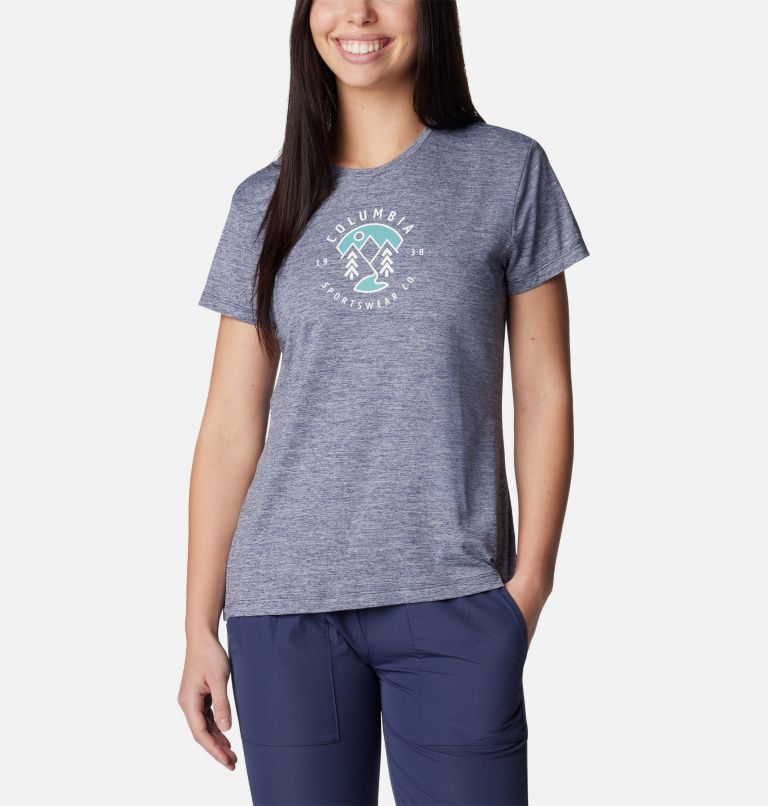 Camiseta técnica estampada Sloan Ridge para mujer, Color: Nocturnal Heather, Naturally Boundless, image 1