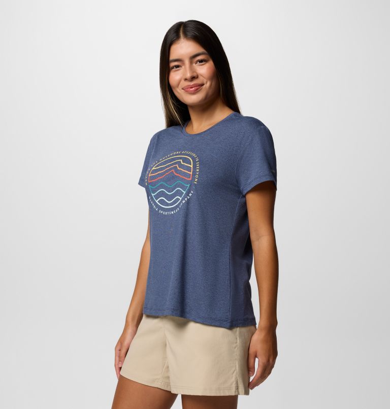 Women's Sloan Ridge Technical Graphic T-Shirt, Color: Nocturnal, Find Your Trail, image 3