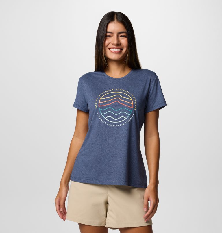 Women's Sloan Ridge Technical Graphic T-Shirt, Color: Nocturnal, Find Your Trail, image 1
