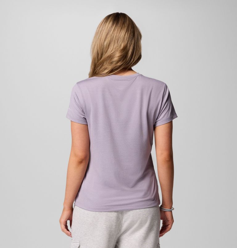 Women's Sloan Ridge Graphic Short Sleeve T-Shirt, Color: Shale Purple, Linear Landscape, image 2