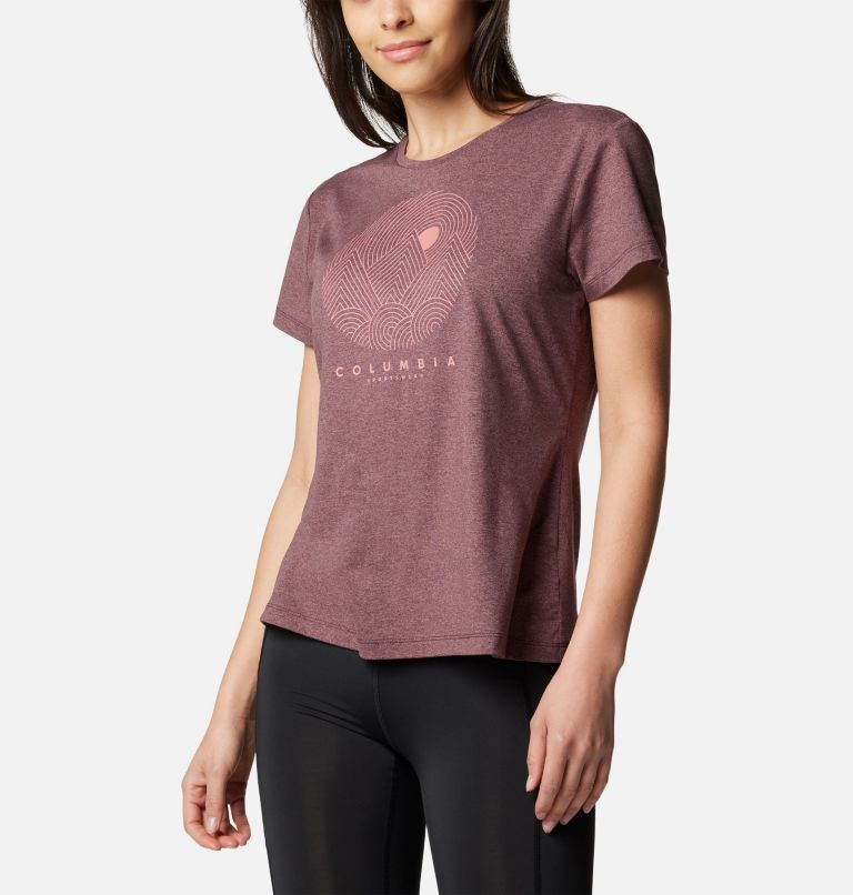 Women's Sloan Ridge Technical Graphic T-Shirt, Color: Moonvista Heather, Linear Landscape, image 5