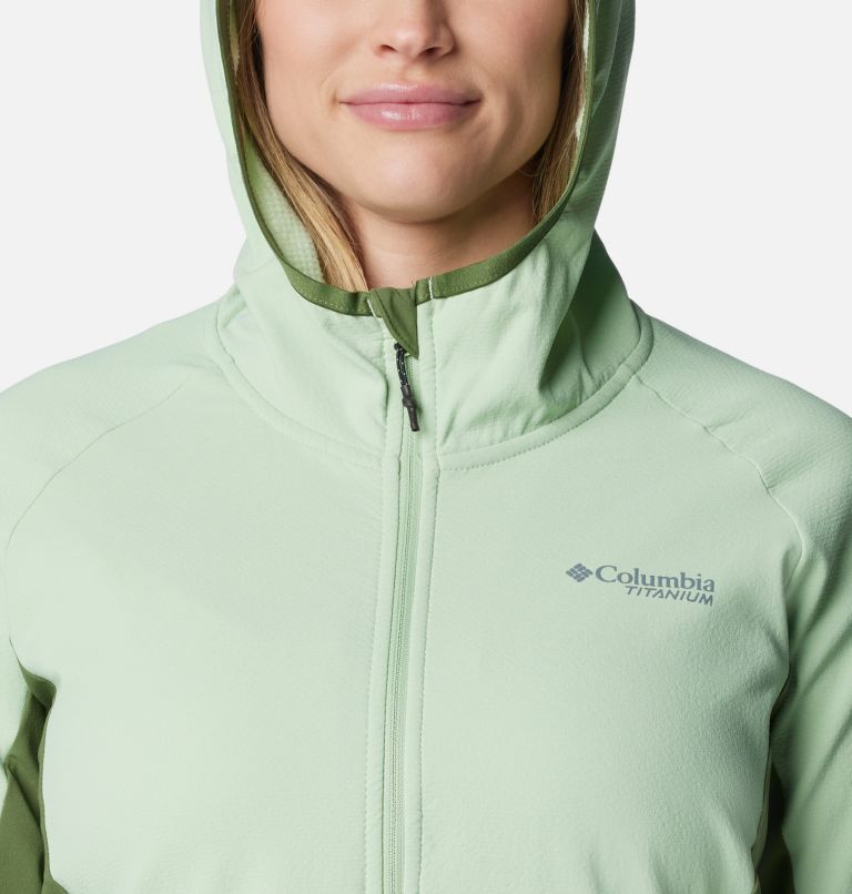 Thumbnail: Women's Spectre Ridge Full Zip Hooded Tech Fleece, Color: Sage Leaf, image 4