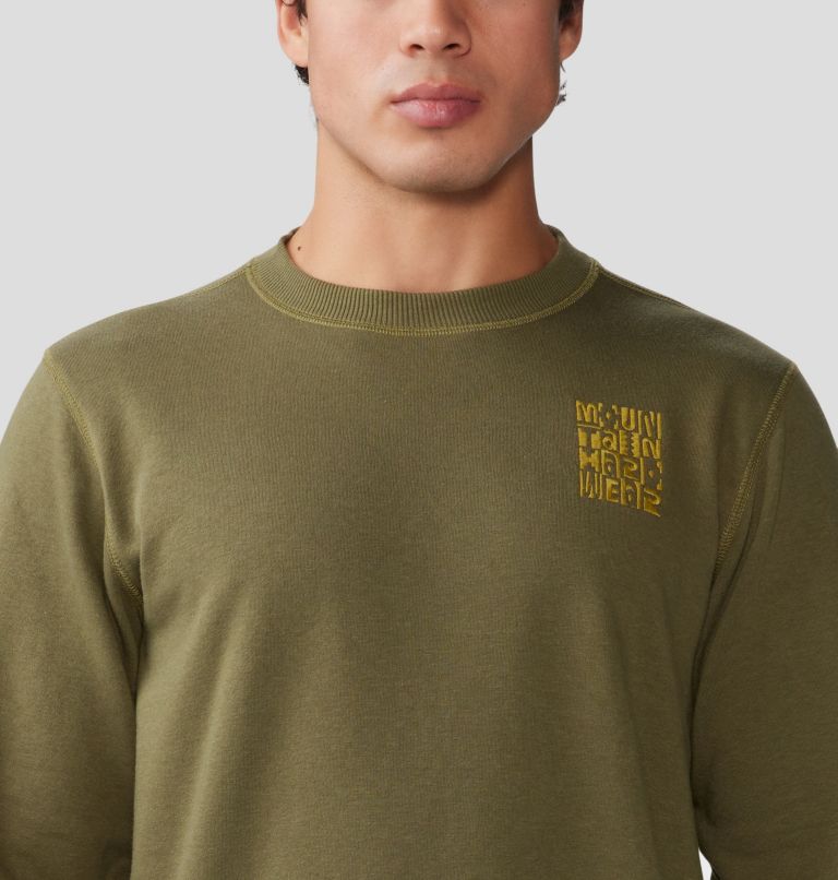 Men's MHW Abstract Type Pullover Crew, Color: Combat Green, image 4