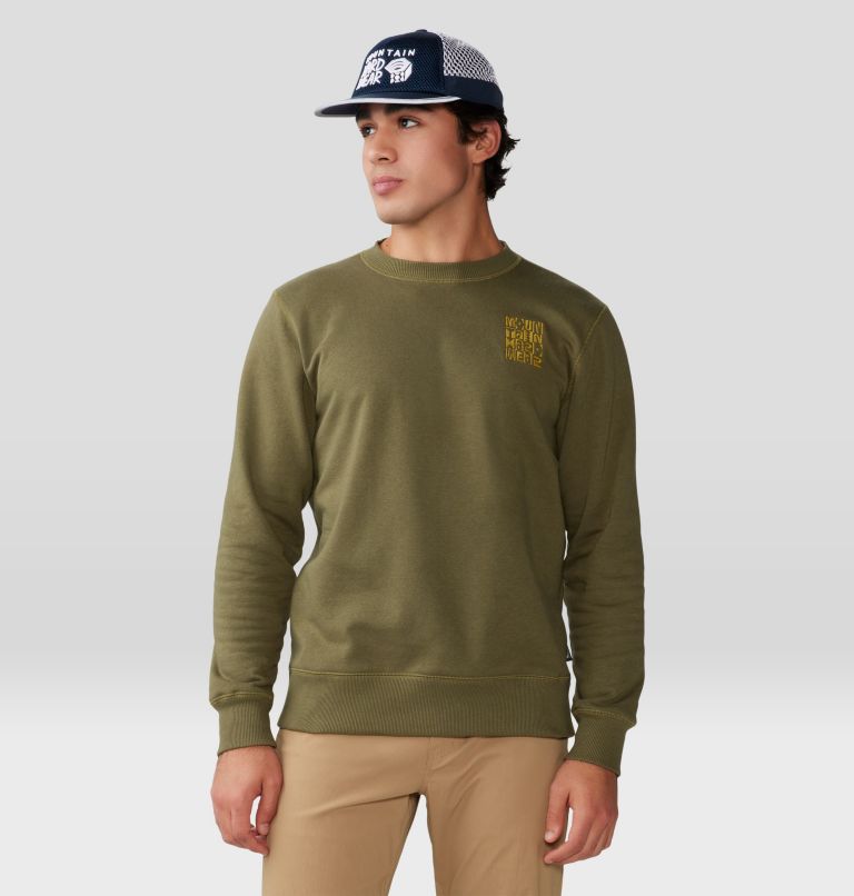 Men's MHW Abstract Type Pullover Crew, Color: Combat Green, image 5