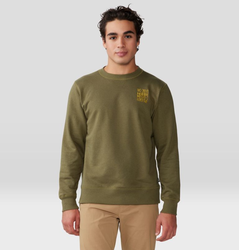 Men's MHW Abstract Type Pullover Crew, Color: Combat Green, image 1