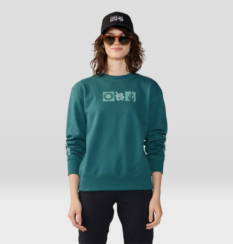 Women's Desert Check Pullover Crew, Color: Aqua Green, image 6