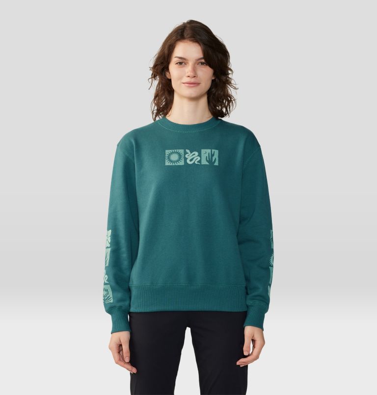 Women's Desert Check Pullover Crew, Color: Aqua Green, image 1