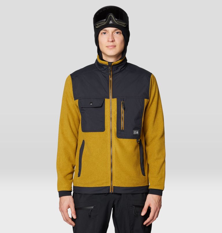 Men's First Tracks Fleece Full Zip Jacket, Color: Olive Gold Heather, Black, image 1