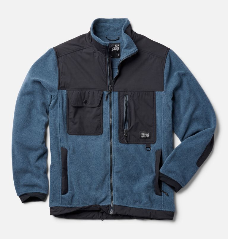 Men's First Tracks Fleece Full Zip Jacket, Color: Moon Blue Heather, Black, image 3