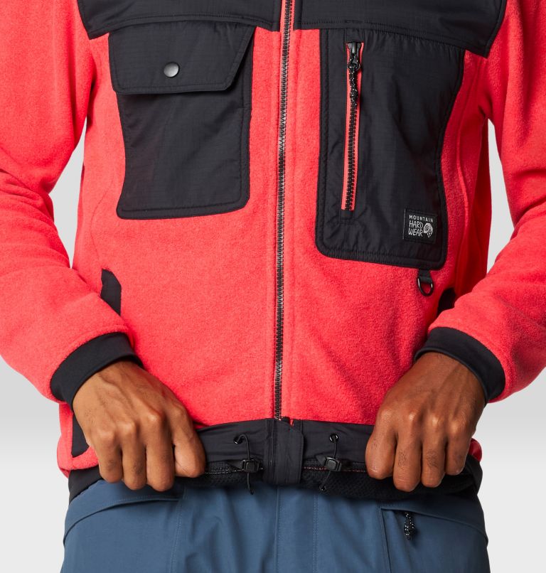 Men's First Tracks Fleece Full Zip Jacket, Color: Solar Pink Heather, Black, image 5