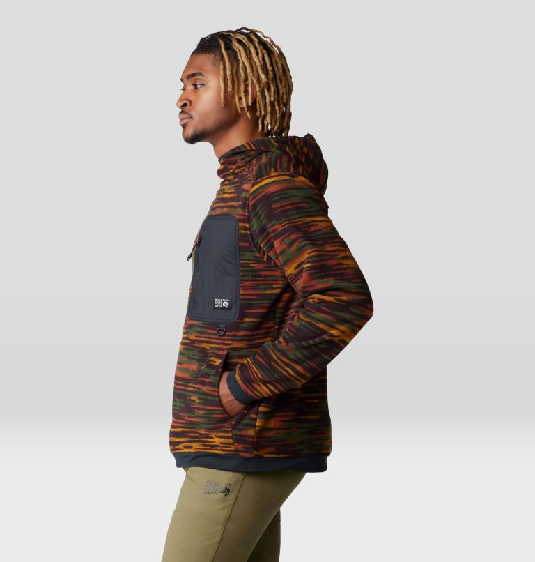 Men's First Tracks Fleece Pullover Hoody, Color: Iron Oxide Stria Print, image 3