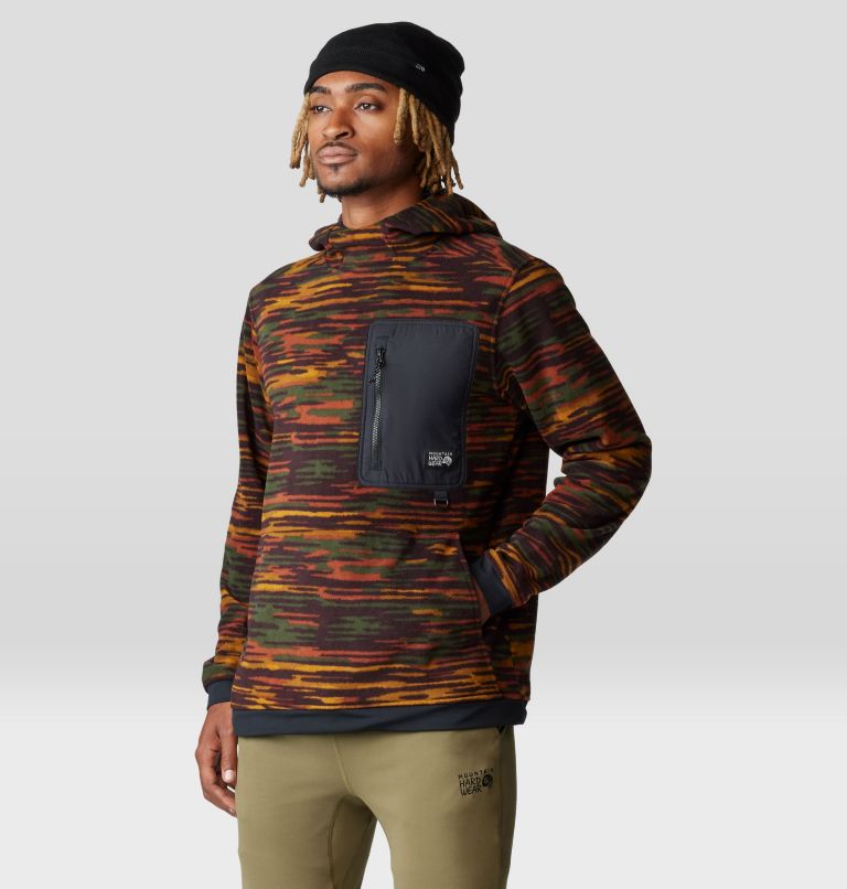 Men's First Tracks Fleece Pullover Hoody, Color: Iron Oxide Stria Print, image 6