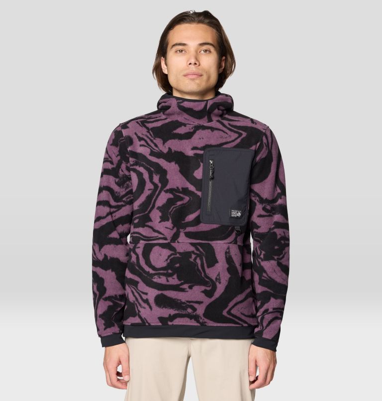 Men's First Tracks Fleece Pullover Hoody, Color: Dusty Purple Rockstrata, Black, image 1