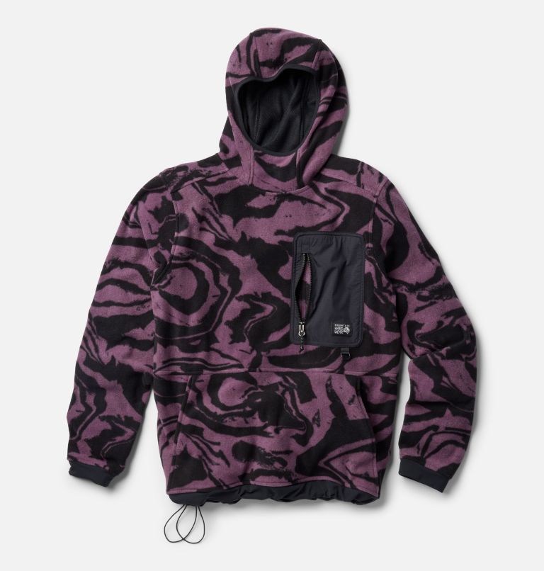 Men's First Tracks Fleece Pullover Hoody, Color: Dusty Purple Rockstrata, Black, image 3