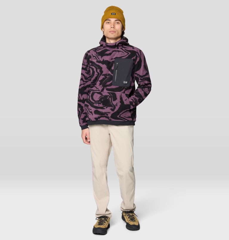 Men's First Tracks Fleece Pullover Hoody, Color: Dusty Purple Rockstrata, Black, image 2