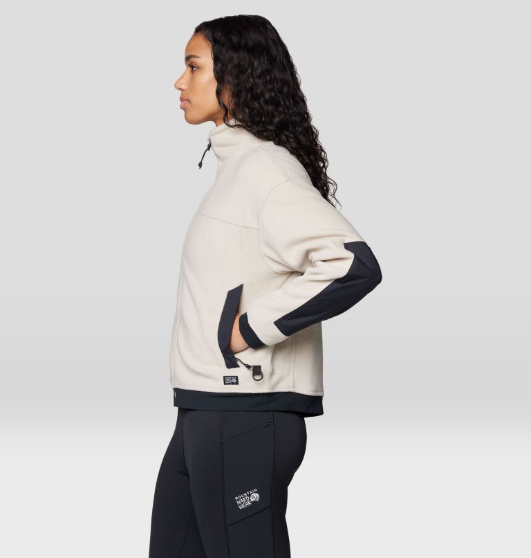 Women's Powder Maven Fleece Full Zip Jacket, Color: Fossil, Black, image 3