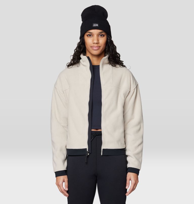 Women's Powder Maven Fleece Full Zip Jacket, Color: Fossil, Black, image 4