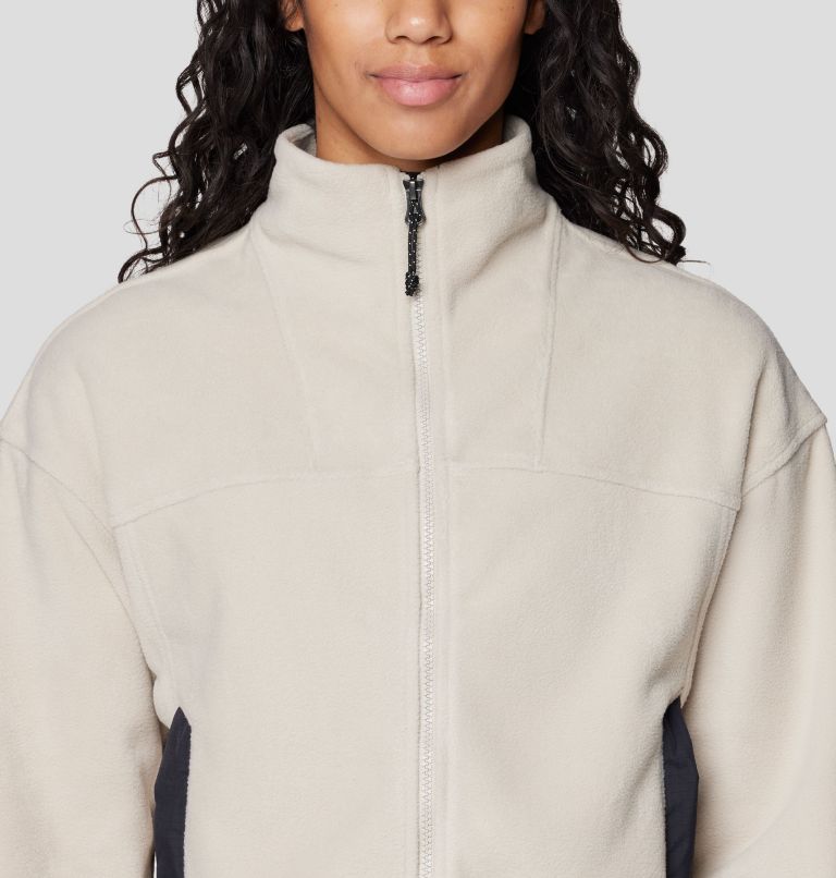 Women's Powder Maven Fleece Full Zip Jacket, Color: Fossil, Black, image 5