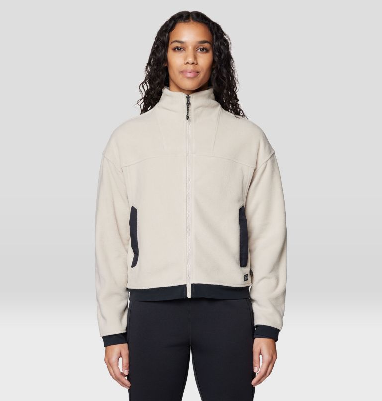 Women's Powder Maven Fleece Full Zip Jacket, Color: Fossil, Black, image 1