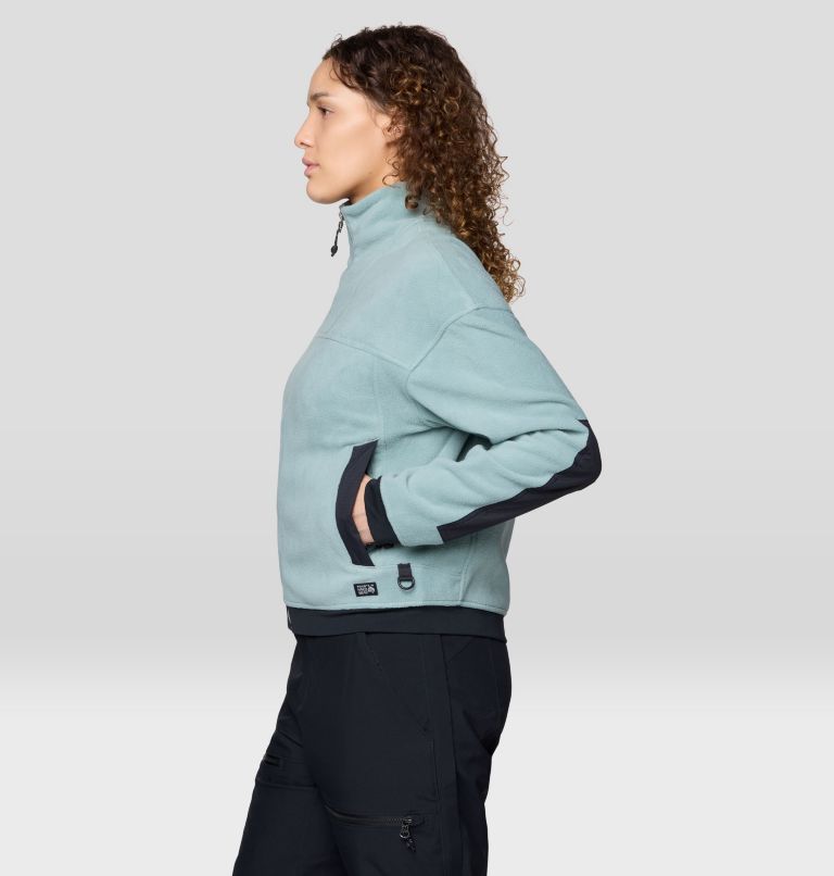 Women's Powder Maven Fleece Full Zip Jacket, Color: Blue Sage, Black, image 3